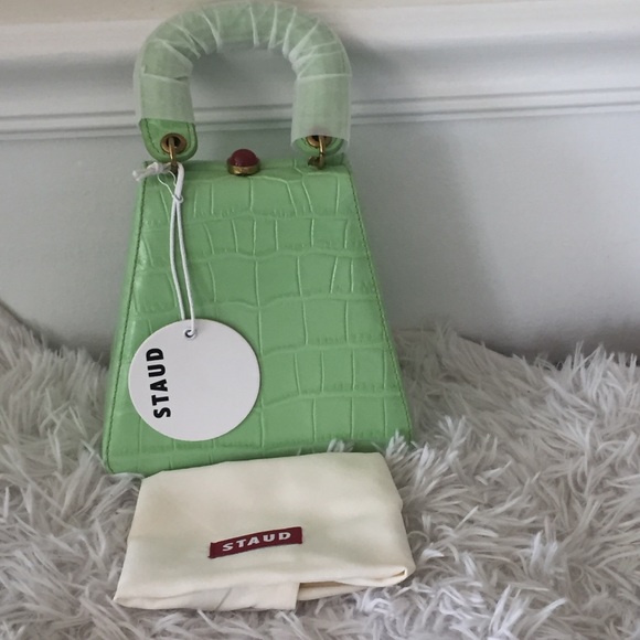 STAUD Kenny Croc-Embossed Leather Top Handle Bag - Picture 13 of 14